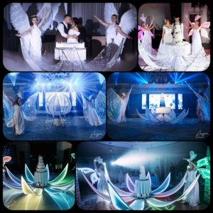 коллаж из фото с цветами для подачи торта на свадьбе